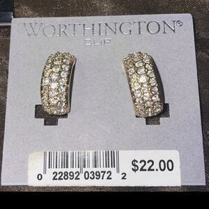 VTG Roman Earrings Hoop Pave Rhinestone Circle